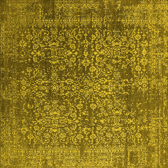 Square Machine Washable Oriental Yellow Industrial Rug, wshurb2766yw