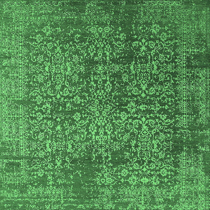 Square Oriental Emerald Green Industrial Rug, urb2766emgrn