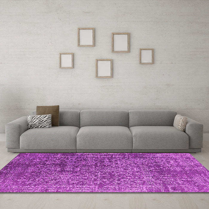 Machine Washable Oriental Pink Industrial Rug in a Living Room, wshurb2766pnk