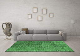 Machine Washable Oriental Emerald Green Industrial Area Rugs in a Living Room,, wshurb2766emgrn