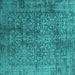 Square Oriental Turquoise Industrial Rug, urb2766turq