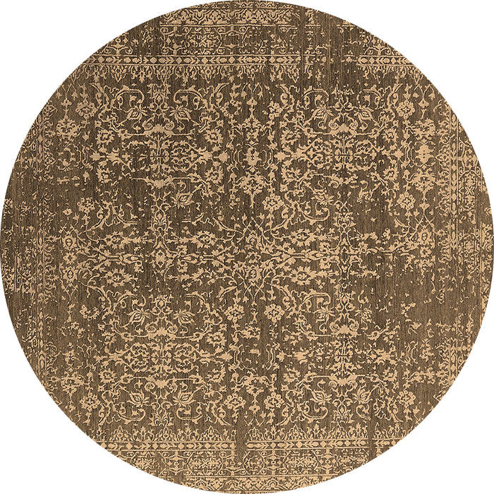Round Oriental Brown Industrial Rug, urb2766brn