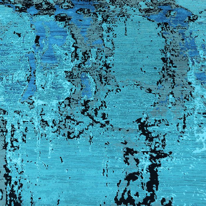 Square Machine Washable Oriental Light Blue Industrial Rug, wshurb2767lblu