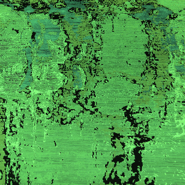 Square Machine Washable Oriental Green Industrial Area Rugs, wshurb2767grn