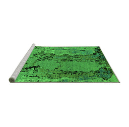 Sideview of Machine Washable Oriental Green Industrial Area Rugs, wshurb2767grn