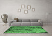 Machine Washable Oriental Emerald Green Industrial Area Rugs in a Living Room,, wshurb2767emgrn