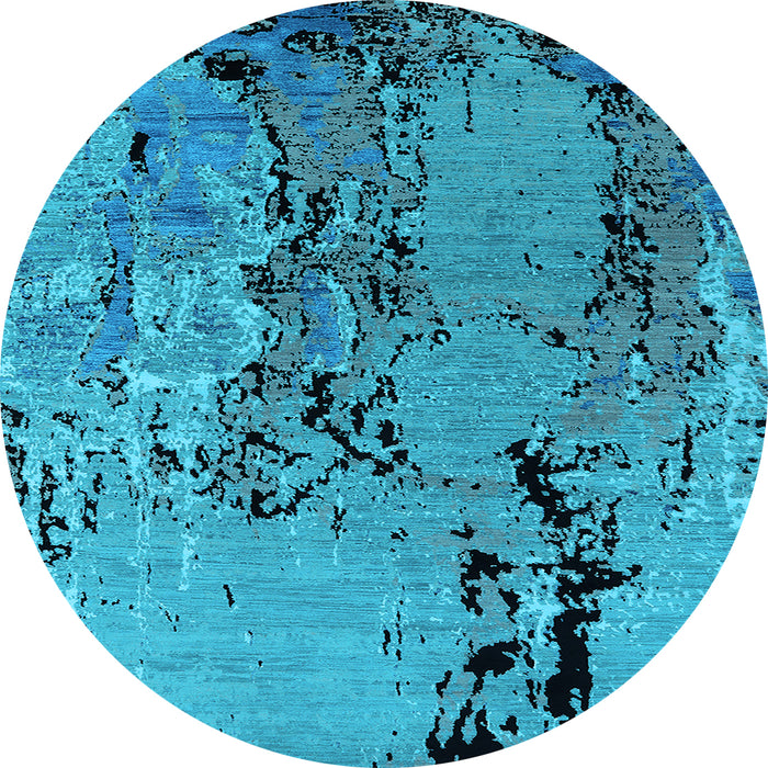 Round Oriental Light Blue Industrial Rug, urb2767lblu