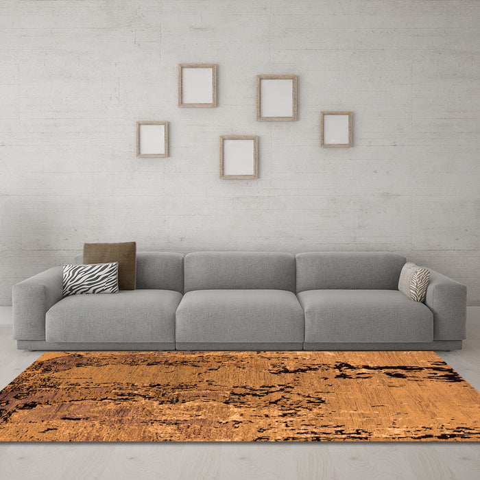 Machine Washable Oriental Orange Industrial Area Rugs in a Living Room, wshurb2767org