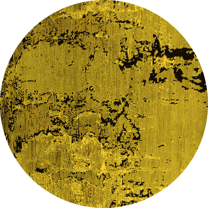 Round Oriental Yellow Industrial Rug, urb2767yw