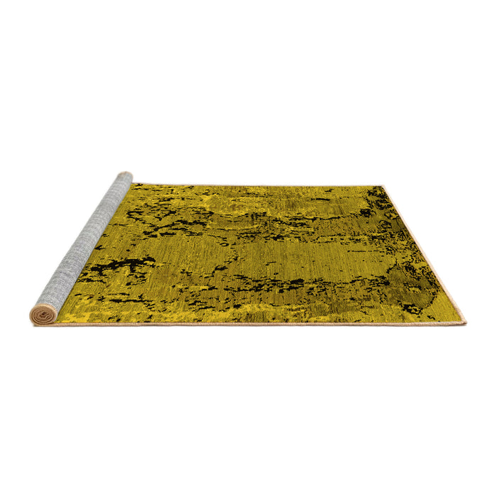 Sideview of Machine Washable Oriental Yellow Industrial Rug, wshurb2767yw
