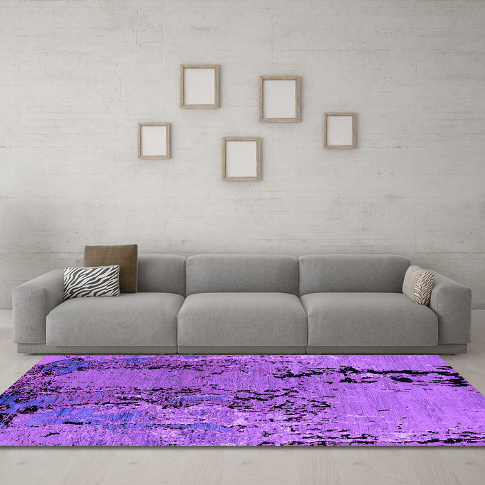 Machine Washable Oriental Purple Industrial Area Rugs in a Living Room, wshurb2767pur