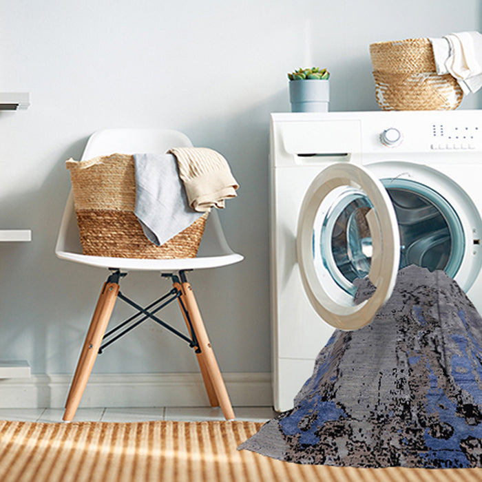 Machine Washable Industrial Modern Dark Gray Rug in a Washing Machine, wshurb2767