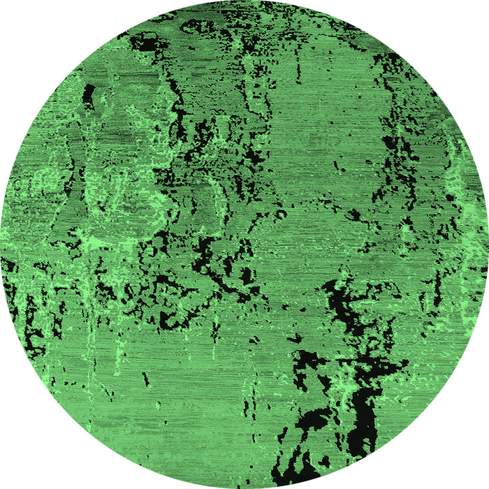 Round Oriental Emerald Green Industrial Rug, urb2767emgrn