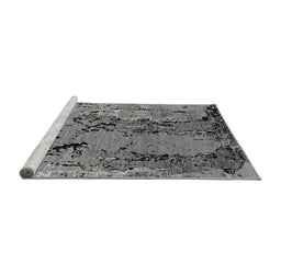 Sideview of Machine Washable Oriental Gray Industrial Rug, wshurb2767gry