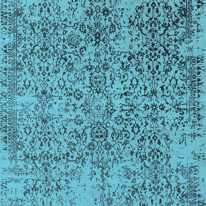 Machine Washable Oriental Light Blue Industrial Rug, wshurb2768lblu