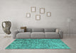 Machine Washable Oriental Turquoise Industrial Area Rugs in a Living Room,, wshurb2768turq