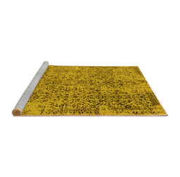 Sideview of Machine Washable Oriental Yellow Industrial Rug, wshurb2768yw