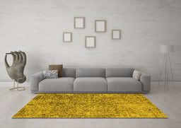 Machine Washable Oriental Yellow Industrial Rug in a Living Room, wshurb2768yw