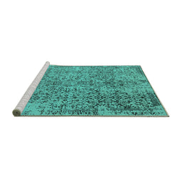 Sideview of Machine Washable Oriental Turquoise Industrial Area Rugs, wshurb2768turq