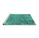 Sideview of Machine Washable Oriental Turquoise Industrial Area Rugs, wshurb2768turq