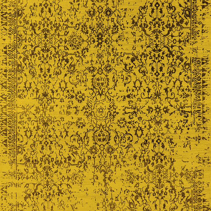 Machine Washable Oriental Yellow Industrial Rug, wshurb2768yw