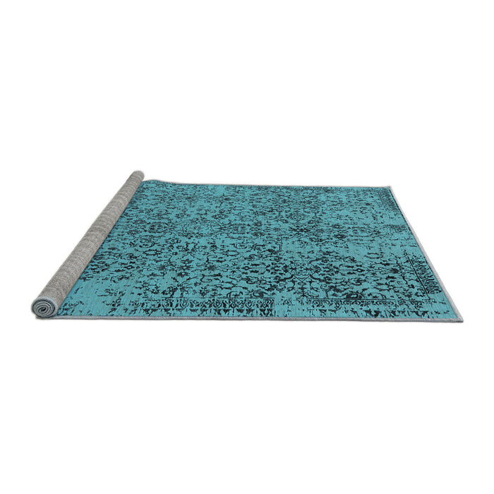 Sideview of Machine Washable Oriental Light Blue Industrial Rug, wshurb2768lblu