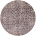 Round Mid-Century Modern Puce Purple Oriental Rug, urb2768