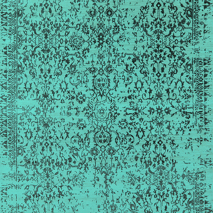 Machine Washable Oriental Turquoise Industrial Area Rugs, wshurb2768turq