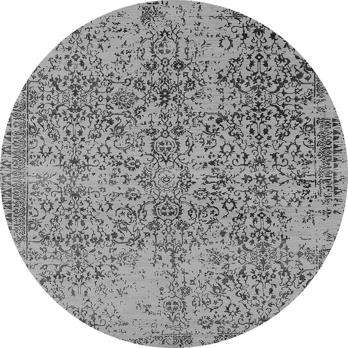 Round Machine Washable Oriental Gray Industrial Rug, wshurb2768gry