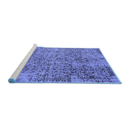 Sideview of Machine Washable Oriental Blue Industrial Rug, wshurb2768blu