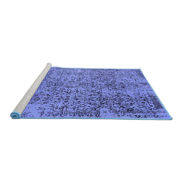 Sideview of Machine Washable Oriental Blue Industrial Rug, wshurb2768blu
