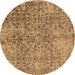 Round Oriental Brown Industrial Rug, urb2768brn