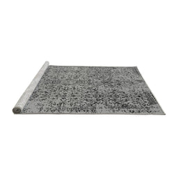 Sideview of Machine Washable Oriental Gray Industrial Rug, wshurb2768gry