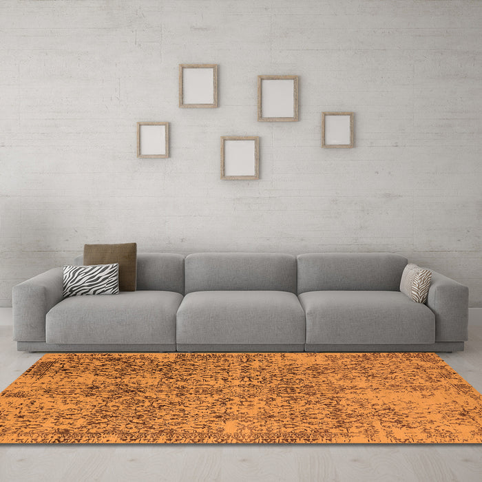 Machine Washable Oriental Orange Industrial Area Rugs in a Living Room, wshurb2768org