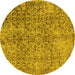 Round Oriental Yellow Industrial Rug, urb2768yw