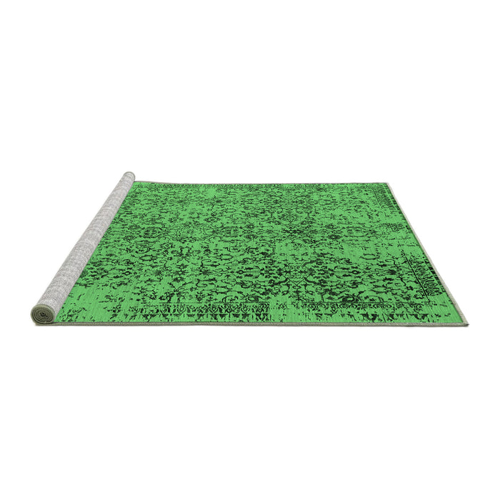 Sideview of Machine Washable Oriental Emerald Green Industrial Area Rugs, wshurb2768emgrn