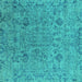 Square Oriental Turquoise Industrial Rug, urb2769turq