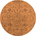 Round Machine Washable Oriental Orange Industrial Area Rugs, wshurb2769org