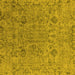 Square Machine Washable Oriental Yellow Industrial Rug, wshurb2769yw