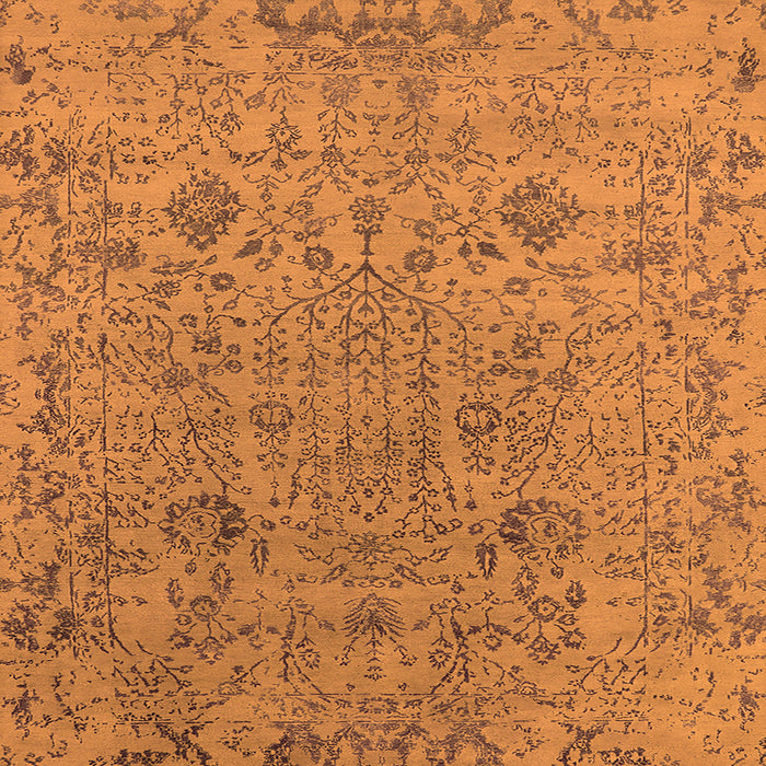 Square Machine Washable Oriental Orange Industrial Area Rugs, wshurb2769org