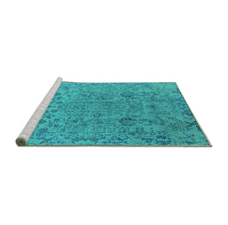 Sideview of Machine Washable Oriental Turquoise Industrial Area Rugs, wshurb2769turq