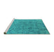 Sideview of Machine Washable Oriental Turquoise Industrial Area Rugs, wshurb2769turq