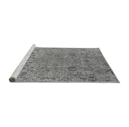 Sideview of Machine Washable Oriental Gray Industrial Rug, wshurb2769gry