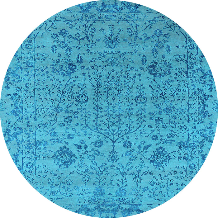 Round Oriental Light Blue Industrial Rug, urb2769lblu