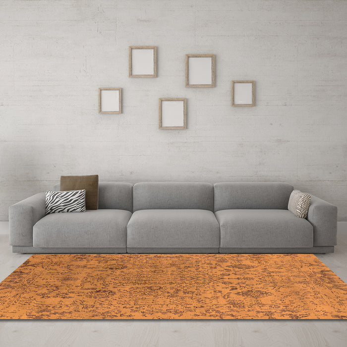 Machine Washable Oriental Orange Industrial Area Rugs in a Living Room, wshurb2769org