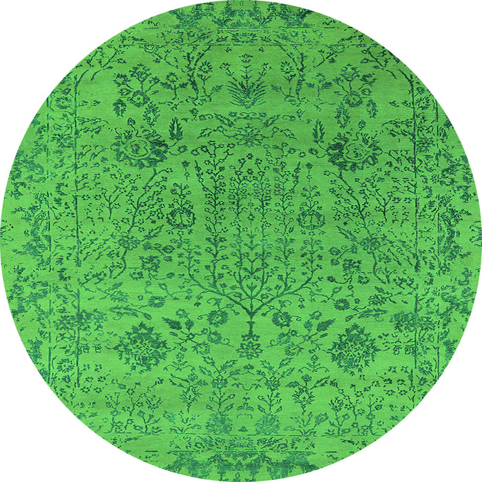 Round Oriental Green Industrial Rug, urb2769grn