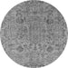 Round Oriental Gray Industrial Rug, urb2769gry