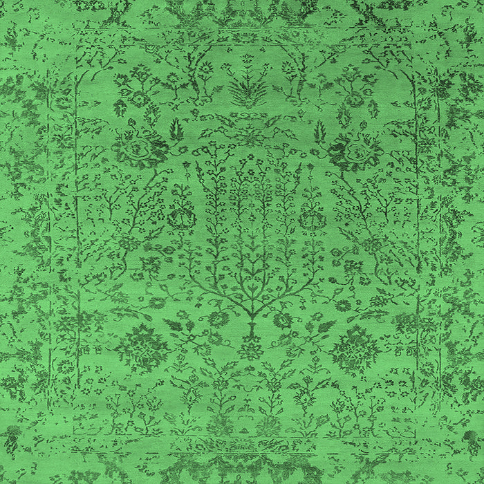 Square Oriental Emerald Green Industrial Rug, urb2769emgrn