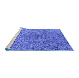 Sideview of Machine Washable Oriental Blue Industrial Rug, wshurb2769blu