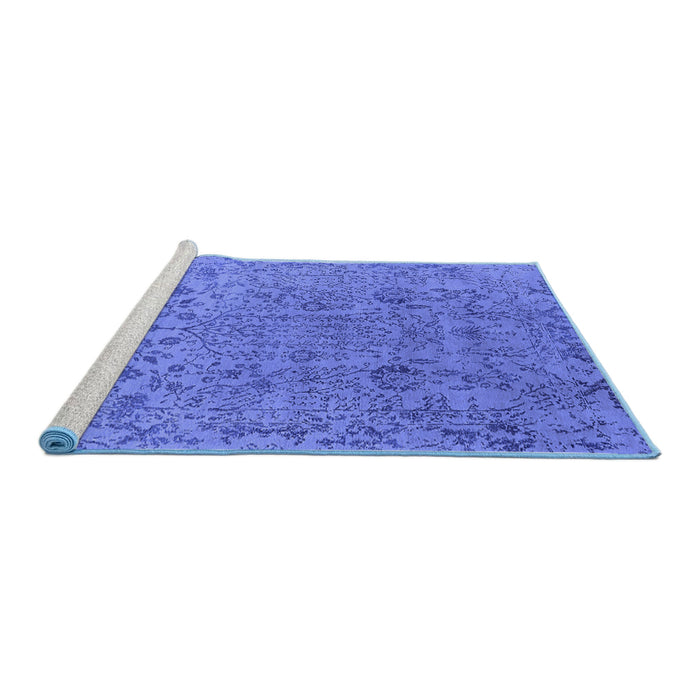 Sideview of Machine Washable Oriental Blue Industrial Rug, wshurb2769blu